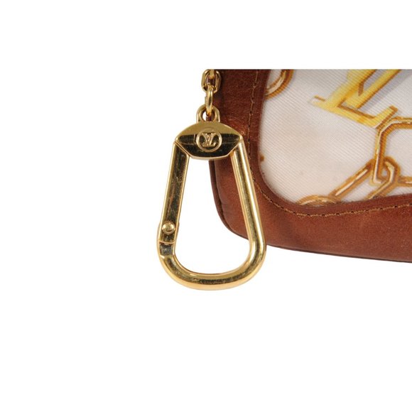 Louis Vuitton LV Logo Monogram Charm Coin Purse Brown Leather Gold Belt Clip - Picture 3 of 10